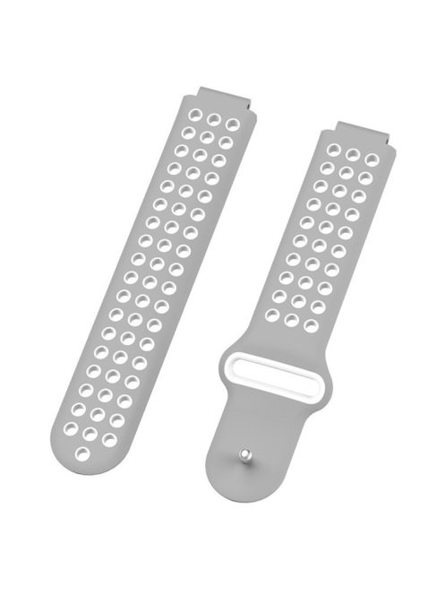 26mm Dual-colors Silicone Watch Strap Band for Garmin Forerunner 735XT/220/230/235/620/630 - Grey/White