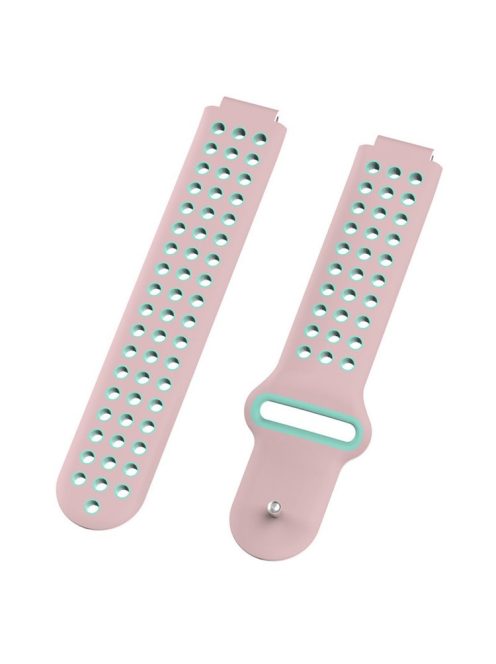 26mm Dual-colors Silicone Watch Strap Band for Garmin Forerunner 735XT/220/230/235/620/630 - Pink/Green