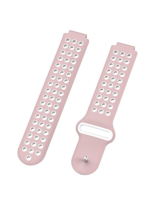 26mm Dual-colors Silicone Watch Strap Band for Garmin Forerunner 735XT/220/230/235/620/630 - Pink/White