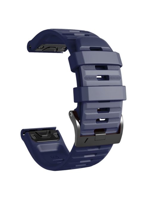 26mm Silicone Band for Garmin Tactix 7 Pro / Fenix 7X / 6X Pro / 5X Plus , Horizontal Stripes Black Buckle Watch Strap - Dark Blue