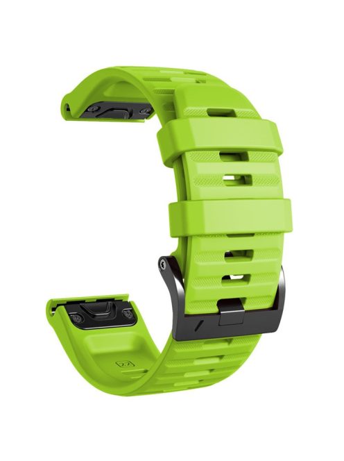 26mm Silicone Band for Garmin Tactix 7 Pro / Fenix 7X / 6X Pro / 5X Plus , Horizontal Stripes Black Buckle Watch Strap - Green