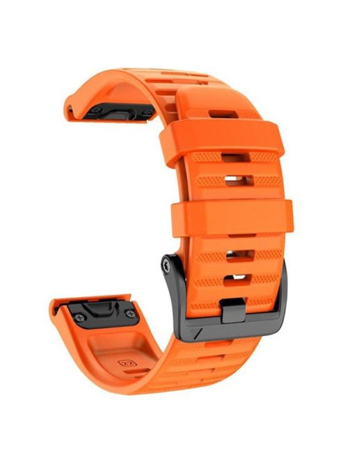 26mm Silicone Band for Garmin Tactix 7 Pro / Fenix 7X / 6X Pro / 5X Plus , Horizontal Stripes Black Buckle Watch Strap - Orange