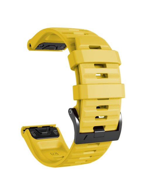 26mm Silicone Band for Garmin Tactix 7 Pro / Fenix 7X / 6X Pro / 5X Plus , Horizontal Stripes Black Buckle Watch Strap - Yellow