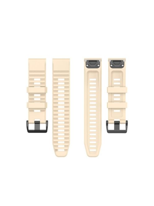 26mm Silicone Sport Watchband with Black Buckle for Garmin Fenix 6X Pro - Beige