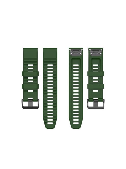 26mm Silicone Sport Watchband with Black Buckle for Garmin Fenix 6X Pro - Dark Green