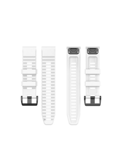 26mm Silicone Sport Watchband with Black Buckle for Garmin Fenix 6X Pro - White