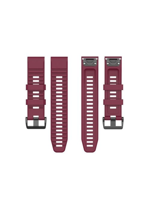 26mm Silicone Sport Watchband with Black Buckle for Garmin Fenix 6X Pro - Wine Red