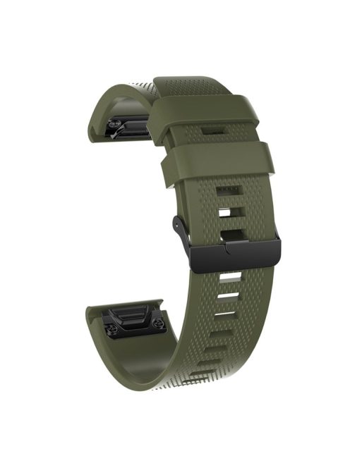 26mm Silicone Watch Band for Garmin Fenix 5X/5X Plus/Fenix 3/3 HR Adjustable Wrist Strap with Black Buckle - Army Green