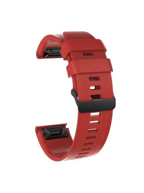 26mm Silicone Watch Band for Garmin Fenix 5X/5X Plus/Fenix 3/3 HR Adjustable Wrist Strap with Black Buckle - Red