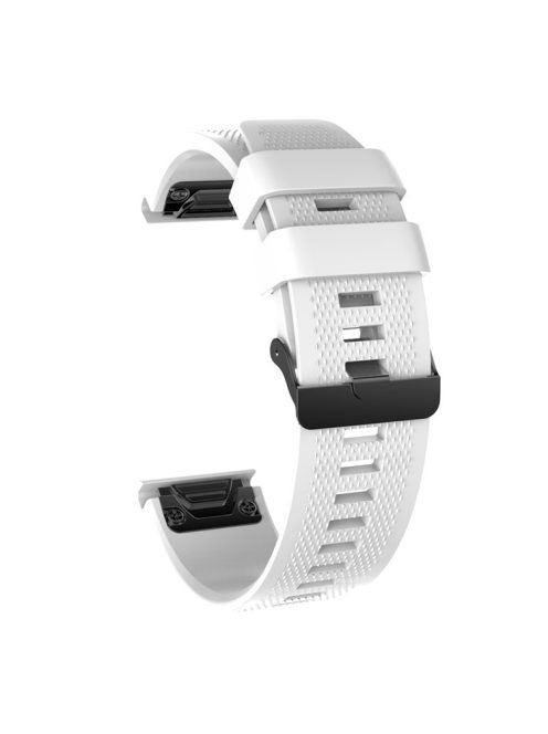 26mm Silicone Watch Band for Garmin Fenix 5X/5X Plus/Fenix 3/3 HR Adjustable Wrist Strap with Black Buckle - White