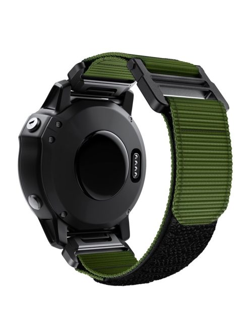 26mm Sport Loop Strap for Garmin Fenix 7X/6X/5X, Breathable Nylon Adjustable Elastic Replacement Band - Army Green