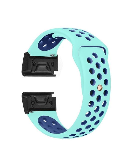 26mm Two-tone Silicone Watch Band for Garmin Fenix 5X - Baby Blue / Dark Blue