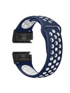   26mm Two-tone Silicone Watch Band for Garmin Fenix 5X - Blue / White