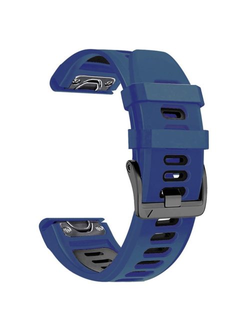 26mm Watch Band for Garmin Tactix 7 Pro / Fenix 7X / 6X Pro / 5X Plus , Smooth Silicone Dual-color Wrist Strap - Midnight Blue+Black