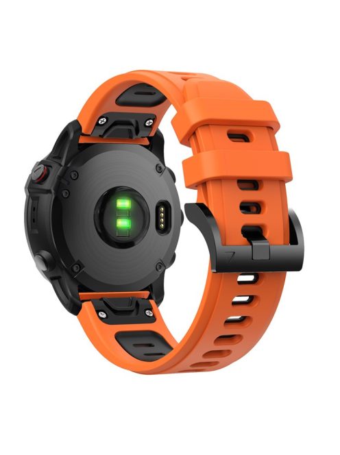 Bi-color Adjustable Quick Release Silicone Smart Watch Band Wrist Strap for Garmin Fenix 7X/6X Sapphire GPS/6X Pro/6X GPS/5X GPS/5X Plus - Orange / Black