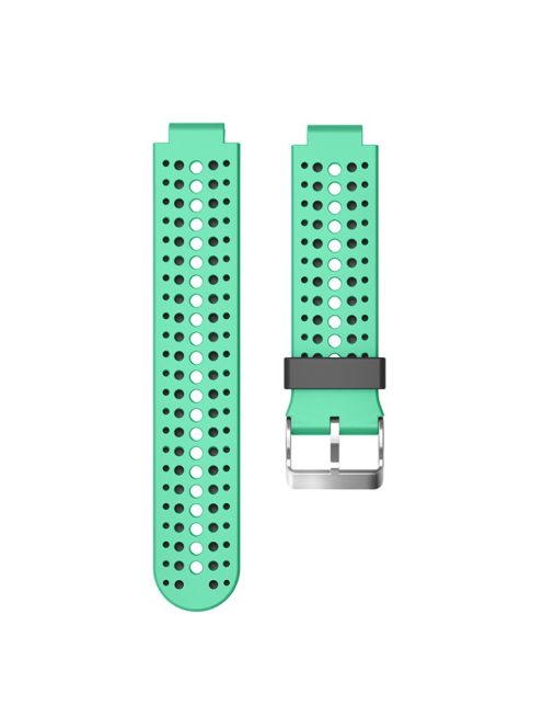 Bi-color Round Holes Silicone Watch Strap for Garmin Forerunner 220/230/235/620/630 - Cyan / Black