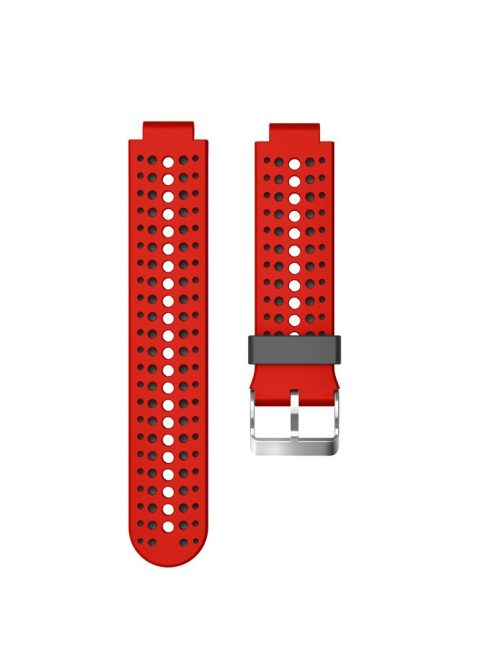 Bi-color Round Holes Silicone Watch Strap for Garmin Forerunner 220/230/235/620/630 - Red / Black