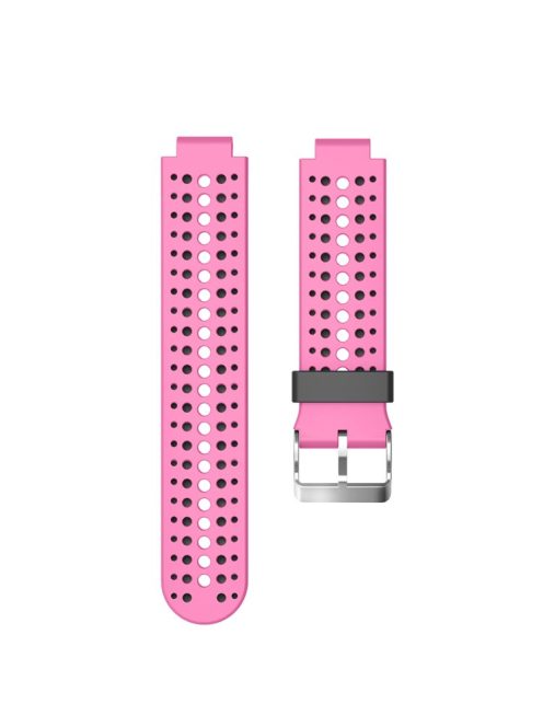 Bi-color Round Holes Silicone Watch Strap for Garmin Forerunner 220/230/235/620/630 - Rose / Black