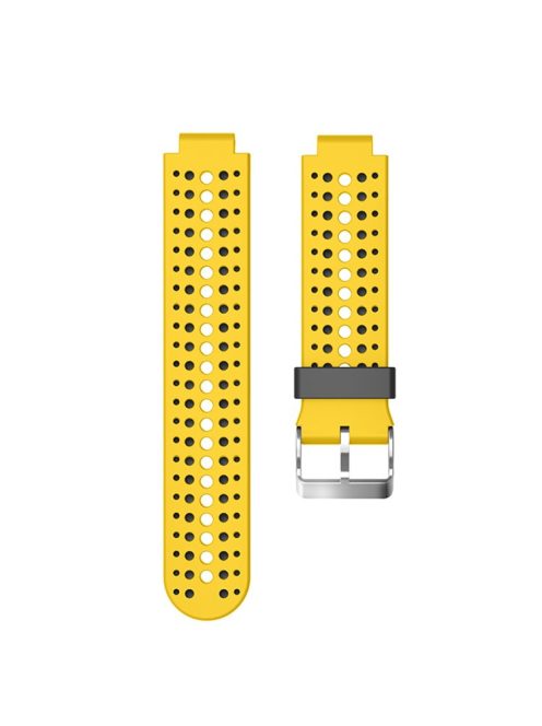 Bi-color Round Holes Silicone Watch Strap for Garmin Forerunner 220/230/235/620/630 - Yellow / Black