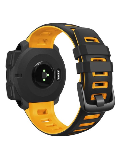 Bi-color Soft Silicone Watchband Replacement Bracelet Strap for Garmin Instinct / Instinct Esports - Black / Yellow