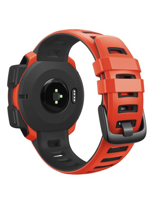 Bi-color Soft Silicone Watchband Replacement Bracelet Strap for Garmin Instinct / Instinct Esports - Red / Black