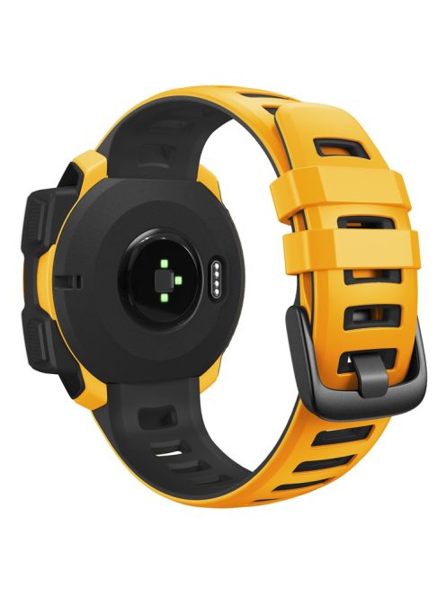 Bi-color Soft Silicone Watchband Replacement Bracelet Strap for Garmin Instinct / Instinct Esports - Yellow / Black