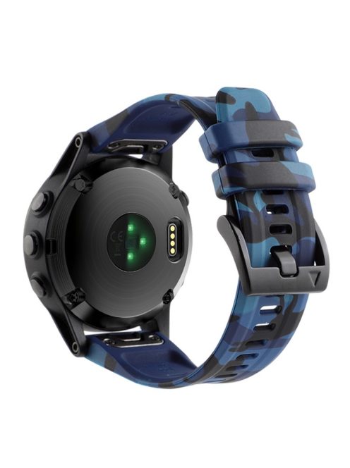 Camouflage Pattern Printed Watch Band for Garmin Fenix 7 / 6 ,  22mm Silicone Quick Release Strap - Camouflage Blue