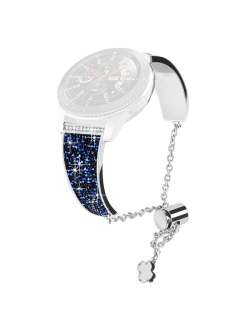 Chain Watch Band for Garmin Venu 2 / Forerunner 265 / 255 , Rhinestone Decor 22mm Metal Wristband Strap - Silver / Blue Rhinestone