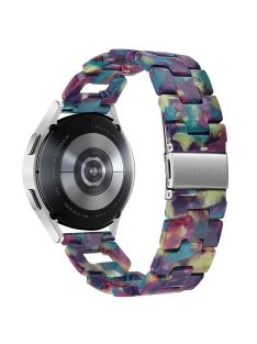   D-Shape Strap for Garmin Vivomove 3 / GarminMove 3 Resin Bracelet Watchband Replacement - Purple+Green Flower