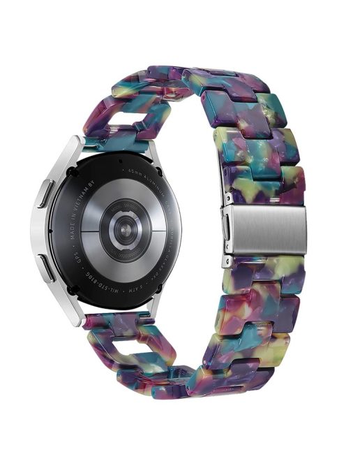 D-Shape Strap for Garmin Vivomove 3 / GarminMove 3 Resin Bracelet Watchband Replacement - Purple+Green Flower