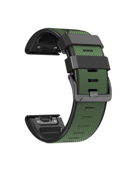 Diamond Texture Watch Band for Garmin Tactix 7 Pro / Fenix 7X / 6X Pro / 5X Plus , 26mm Dual-color Silicone Sport Strap - Army Green+Black