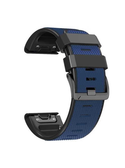 Diamond Texture Watch Band for Garmin Tactix 7 Pro / Fenix 7X / 6X Pro / 5X Plus , 26mm Dual-color Silicone Sport Strap - Dark Blue+Black