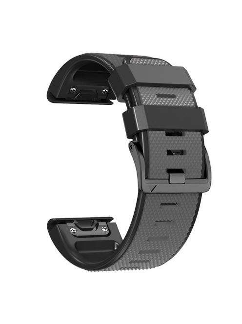 Diamond Texture Watch Band for Garmin Tactix 7 Pro / Fenix 7X / 6X Pro / 5X Plus , 26mm Dual-color Silicone Sport Strap - Grey+Black