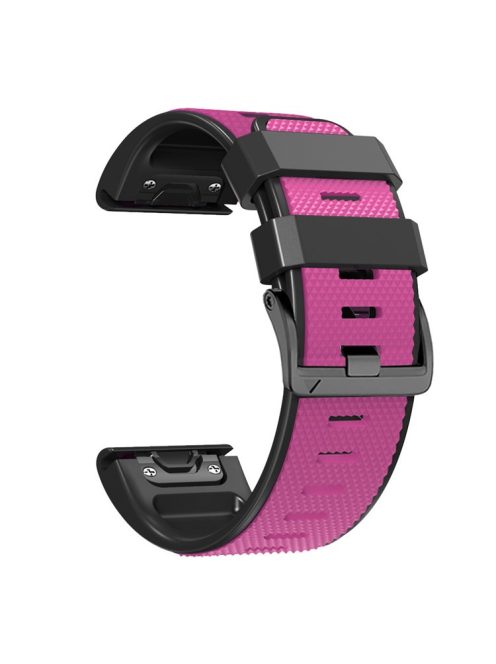 Diamond Texture Watch Band for Garmin Tactix 7 Pro / Fenix 7X / 6X Pro / 5X Plus , 26mm Dual-color Silicone Sport Strap - Pink+Black