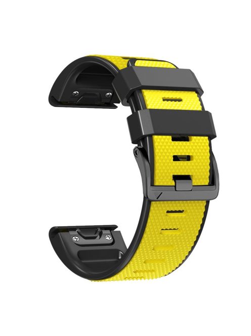 Diamond Texture Watch Band for Garmin Tactix 7 Pro / Fenix 7X / 6X Pro / 5X Plus , 26mm Dual-color Silicone Sport Strap - Yellow+Black