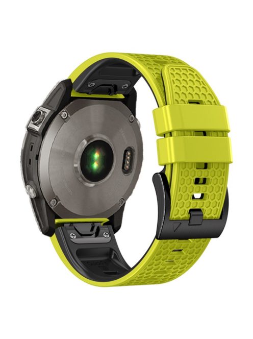 Dot Texture Silicone Band for Garmin Tactix 7 Pro  /  Fenix 7X  /  6X Pro  /  5X Plus , 26mm Dual-color Watch Strap - Lime+Black