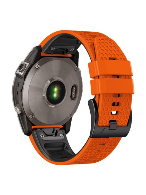 Dot Texture Silicone Band for Garmin Tactix 7 Pro  /  Fenix 7X  /  6X Pro  /  5X Plus , 26mm Dual-color Watch Strap - Orange+Black