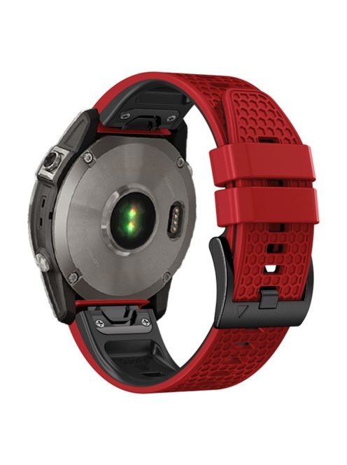 Dot Texture Silicone Band for Garmin Tactix 7 Pro  /  Fenix 7X  /  6X Pro  /  5X Plus , 26mm Dual-color Watch Strap - Red+Black