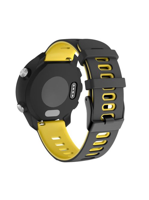 Dual Color 22mm Width Silicone Watch Band Replacement Quick Release Rubber Strap for Garmin Vivoactive 4 / Venu 2 / Huawei Watch 3 - Black/Yellow