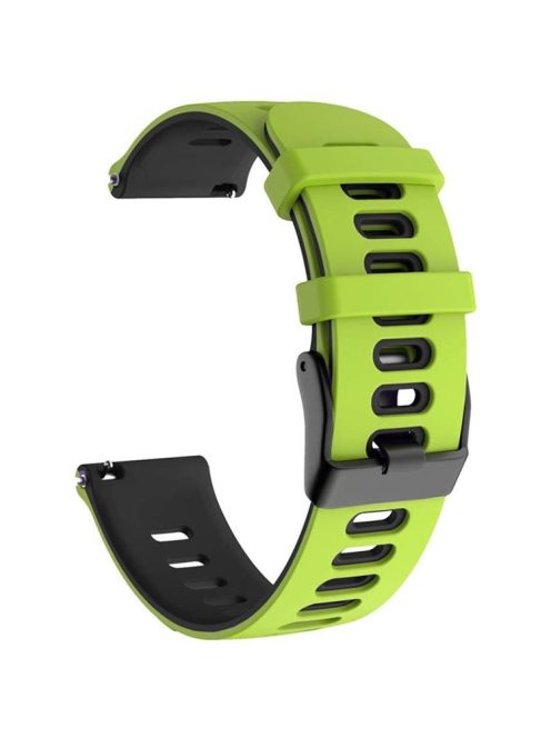 Dual Color 22mm Width Silicone Watch Band Replacement Quick Release Rubber Strap for Garmin Vivoactive 4 / Venu 2 / Huawei Watch 3 - Green/Black