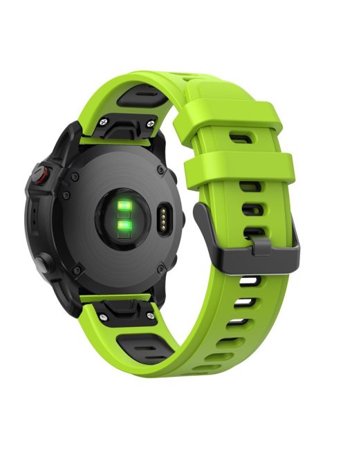 Dual Color Quick Release Silicone Replacement Watchband Bracelet Strap for Garmin Fenix 7X/6X Sapphire GPS/6X Pro/6X GPS/5X GPS/5X Plus - Lime / Black