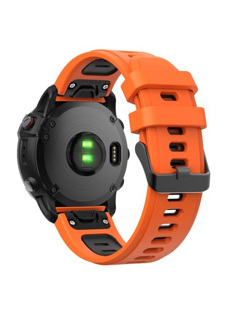 Dual Color Quick Release Silicone Replacement Watchband Bracelet Strap for Garmin Fenix 7X/6X Sapphire GPS/6X Pro/6X GPS/5X GPS/5X Plus - Orange / Black