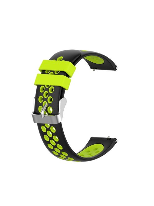 Dual Color Round Holes Silicone Smart Watch Replacement Strap Watchband 22mm for Garmin vivoactive 4S - Black/Green