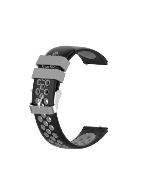 Dual Color Round Holes Silicone Smart Watch Replacement Strap Watchband 22mm for Garmin vivoactive 4S - Black/Grey