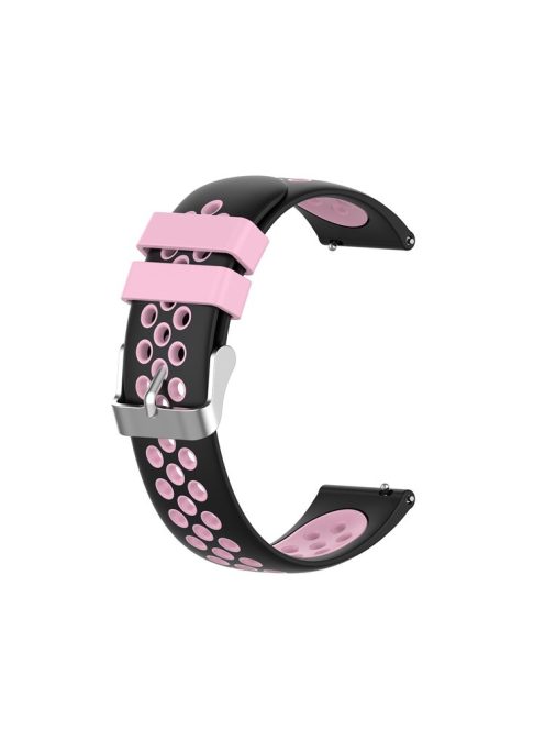 Dual Color Round Holes Silicone Smart Watch Replacement Strap Watchband 22mm for Garmin vivoactive 4S - Pink/Black