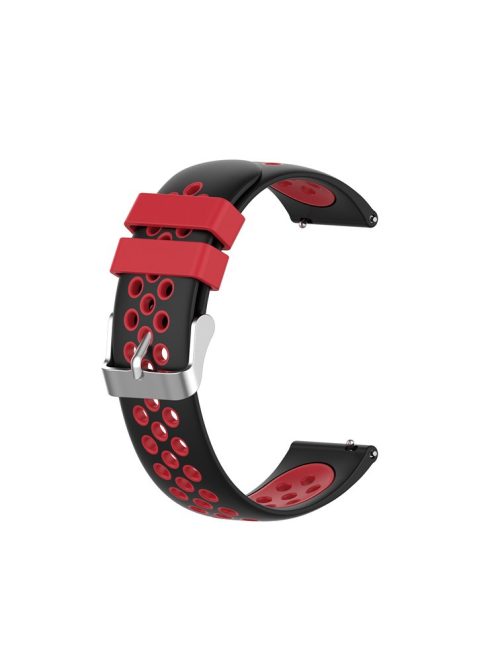 Dual Color Round Holes Silicone Smart Watch Strap Replacement Watchband 18mm for Garmin vivomove 3S/vivoactive 4S - Black/Red