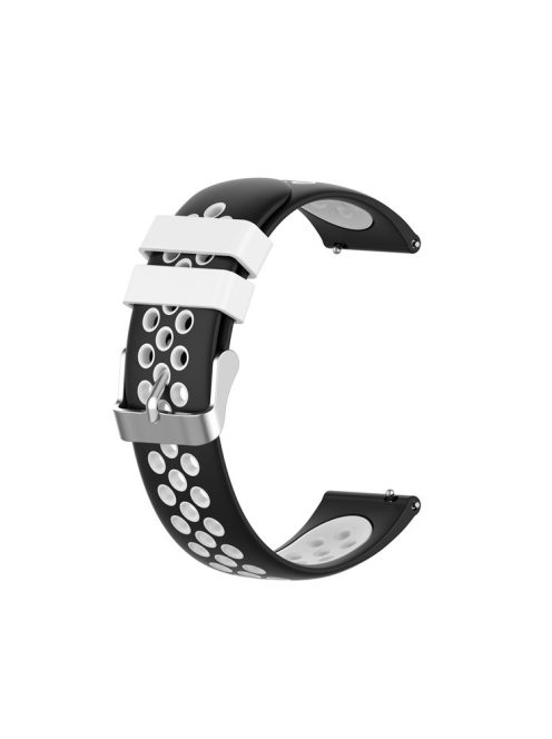 Dual Color Round Holes Silicone Smart Watch Strap Replacement Watchband 18mm for Garmin vivomove 3S/vivoactive 4S - Black/White