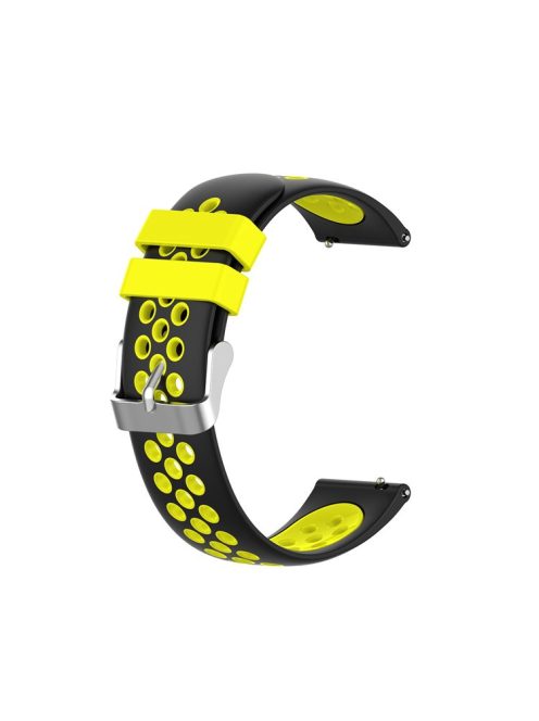 Dual Color Round Holes Silicone Smart Watch Strap Replacement Watchband 18mm for Garmin vivomove 3S/vivoactive 4S - Black/Yellow