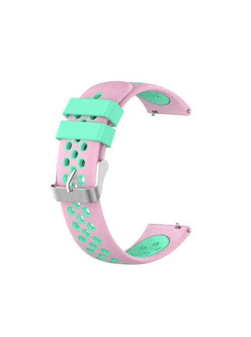 Dual Color Round Holes Silicone Smart Watch Strap Replacement Watchband 18mm for Garmin vivomove 3S/vivoactive 4S - Pink/Cyan