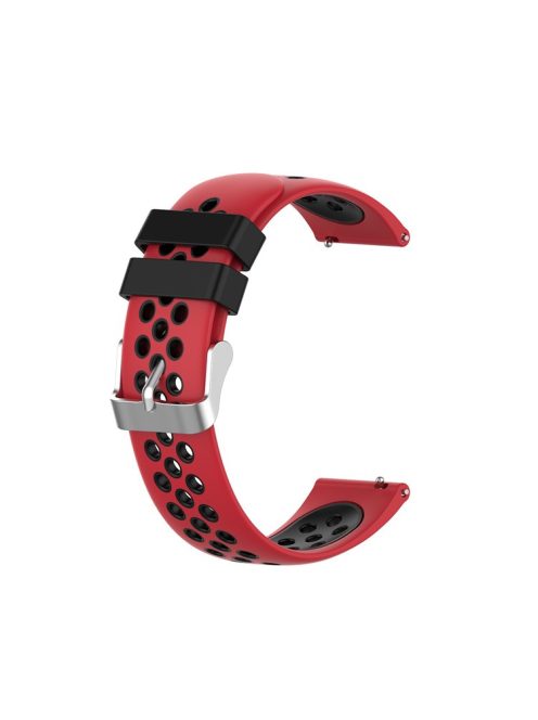 Dual Color Round Holes Silicone Smart Watch Strap Replacement Watchband 18mm for Garmin vivomove 3S/vivoactive 4S - Red/Black